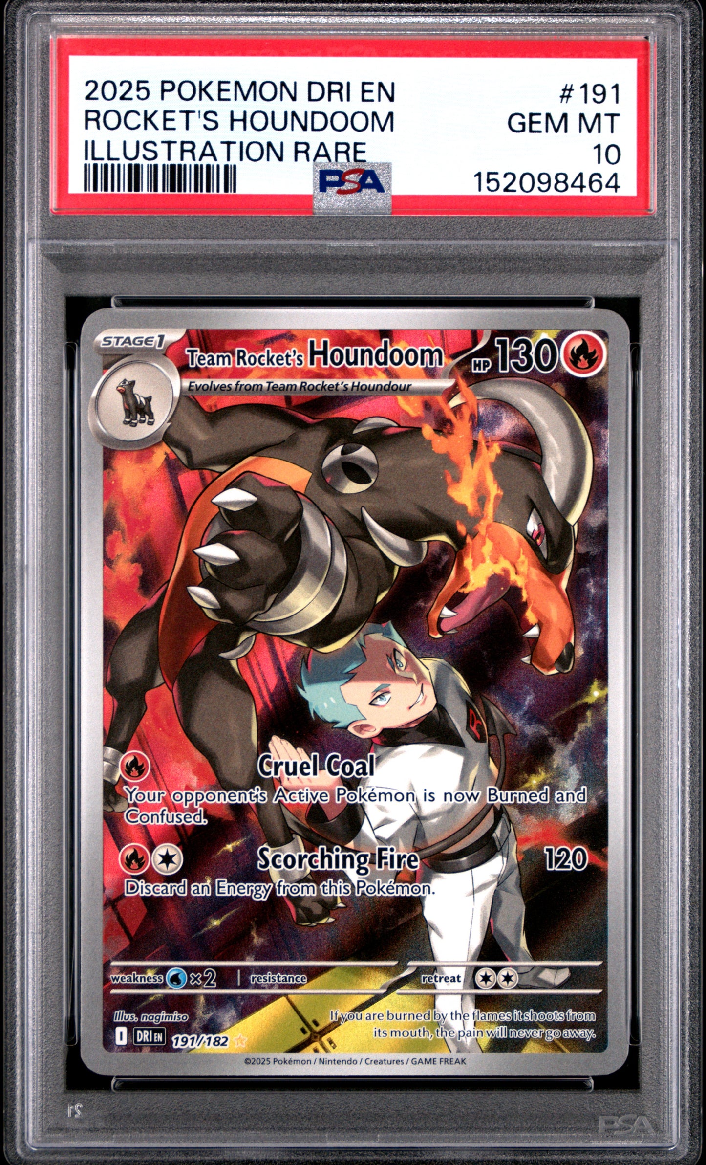 Pokemon Destined Rivals Team Rocket's Houndoom 191 PSA 10