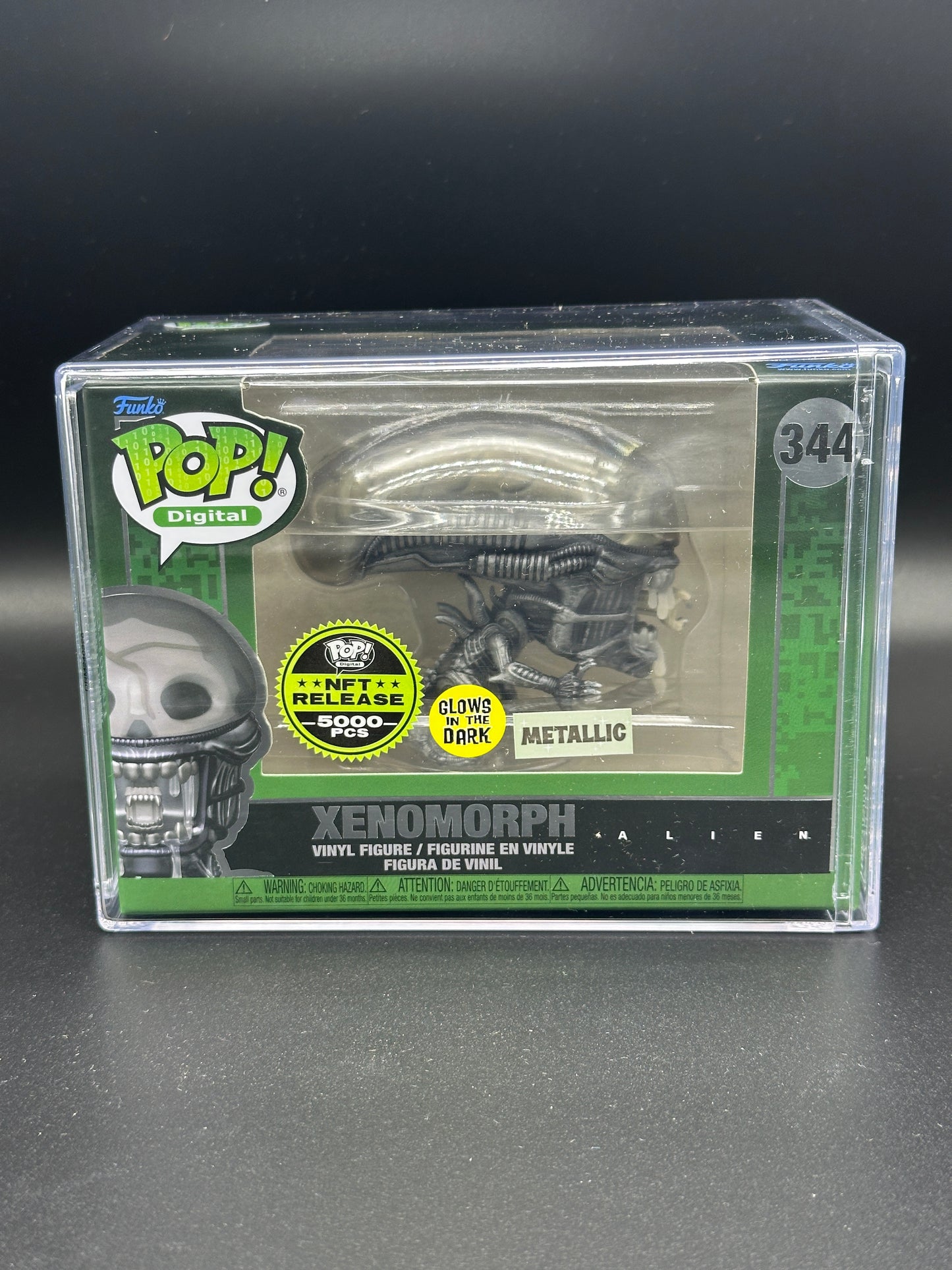 Funko Pop! Alien Xenomoph #344 NFT Exclusive /5000 - Glow in the Dark - Metallic with Hard Protector