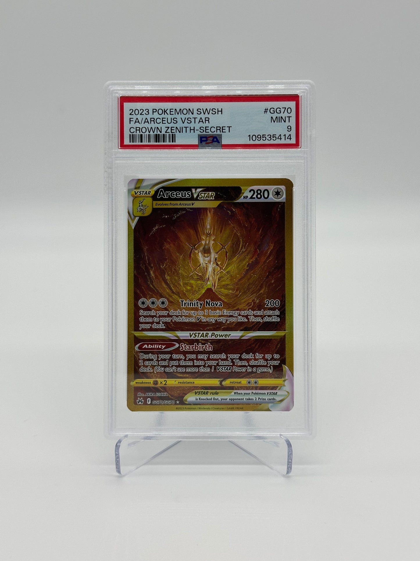 2023 Pokémon Crown Zenith Arceus VSTAR #GG70 PSA 9