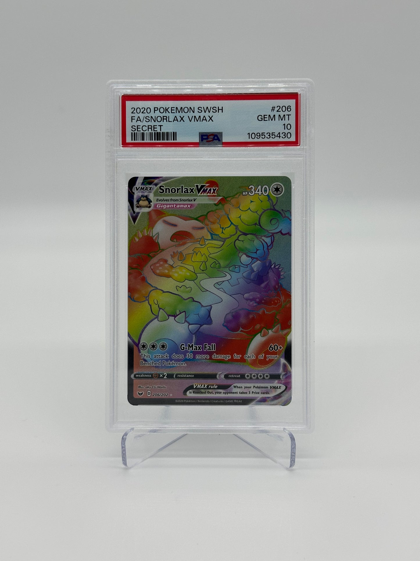 2020 Pokémon Sword & Shield Snorlax VMAX #206 PSA 10