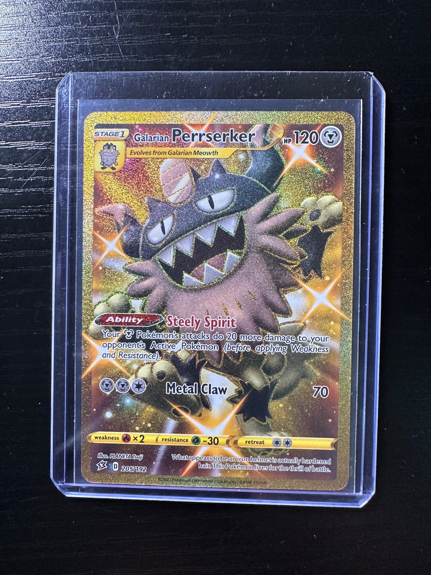 2020 Pokémon Rebel Clash Galarian Perrserker Secret Full Art #205/192