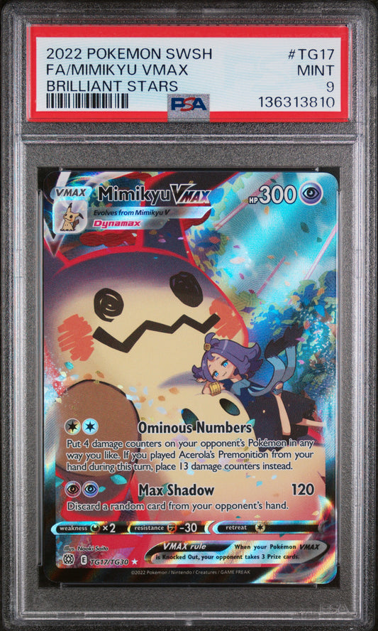 Pokemon Brilliant Stars Mimikyu VMAX TG17 PSA 9