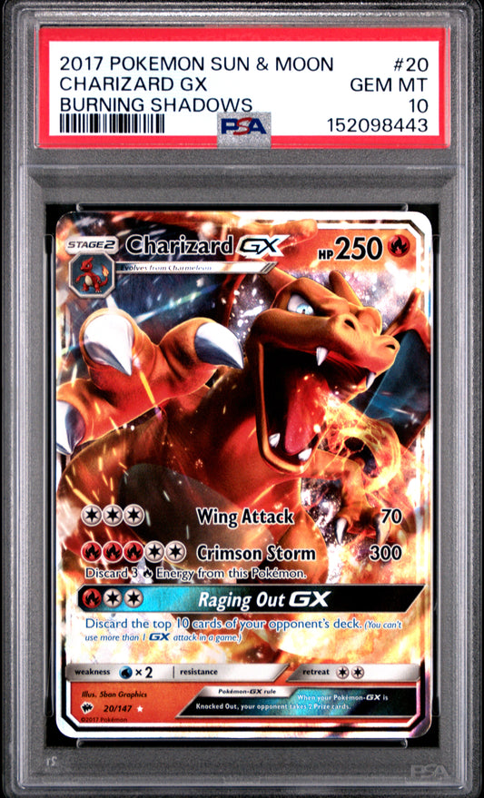Pokemon Burning Shadows Charizard GX 20 PSA 10