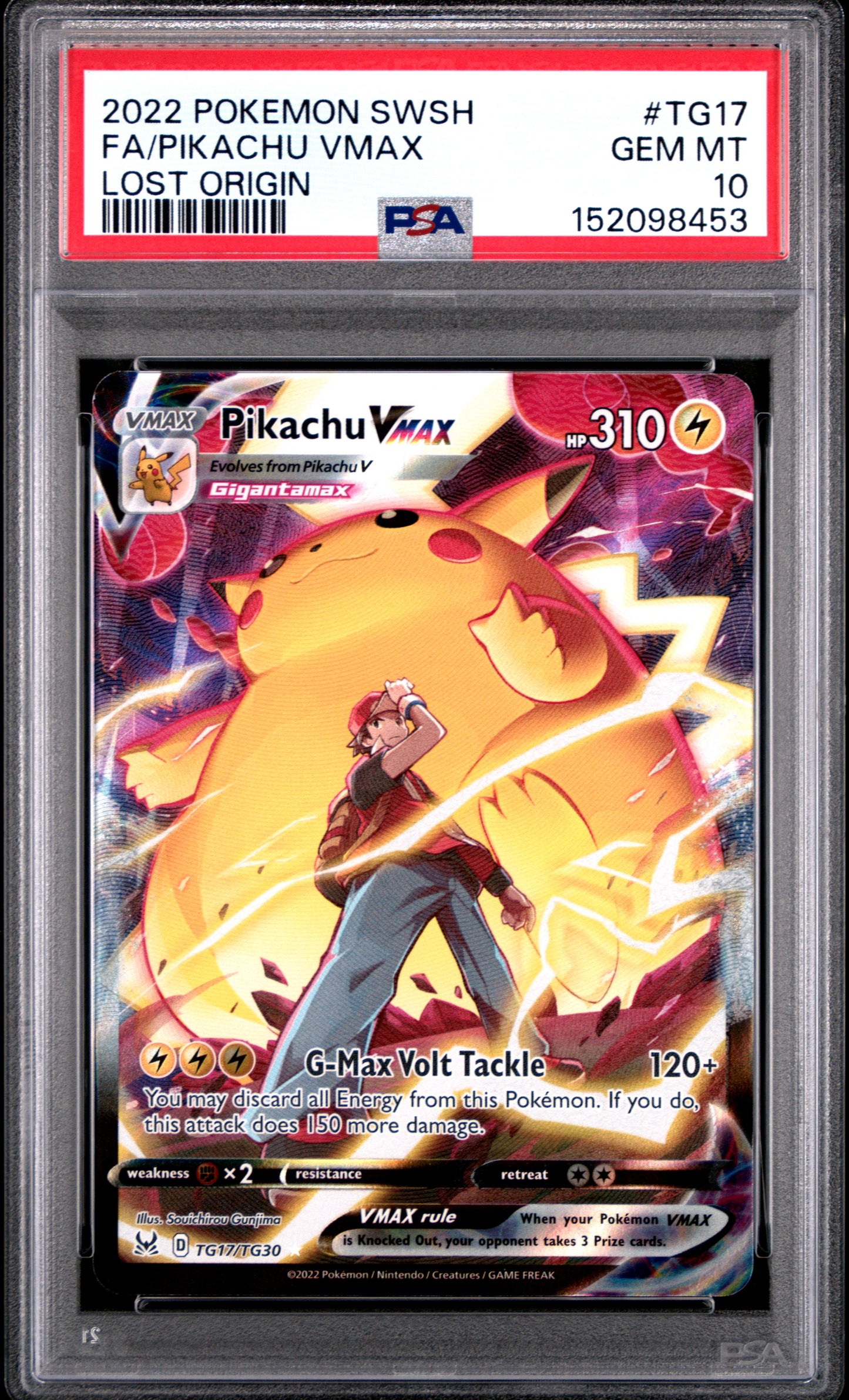 Pokemon Lost Origin Pikachu VMAX TG17 PSA 10