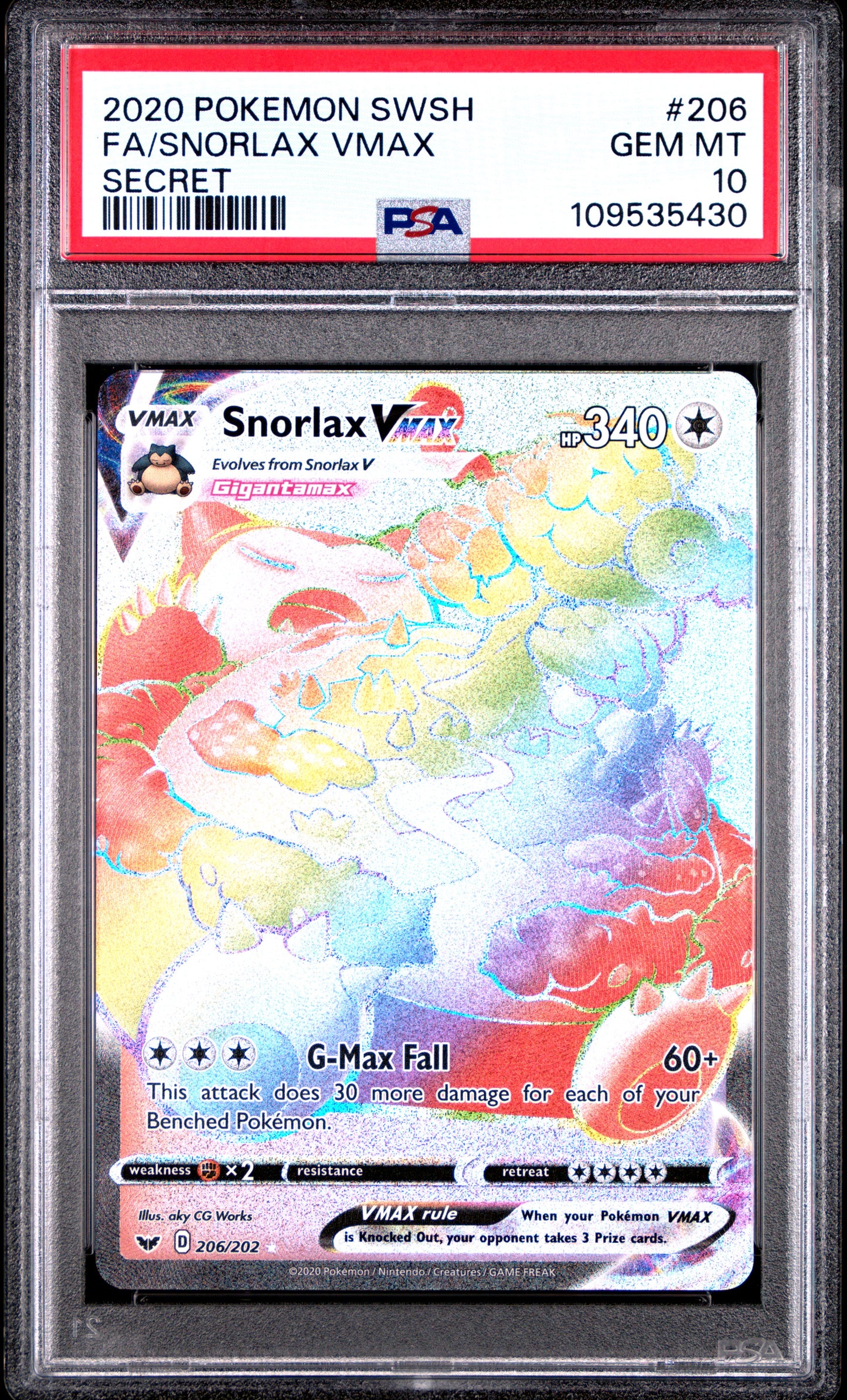 Pokemon Sword & Shield Snorlax VMAX 206 PSA 10