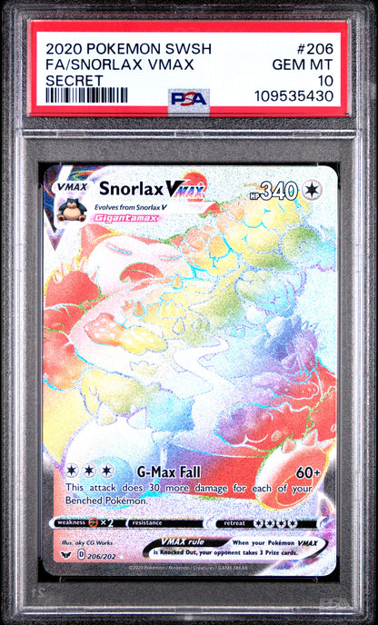 Pokemon Sword & Shield Snorlax VMAX 206 PSA 10