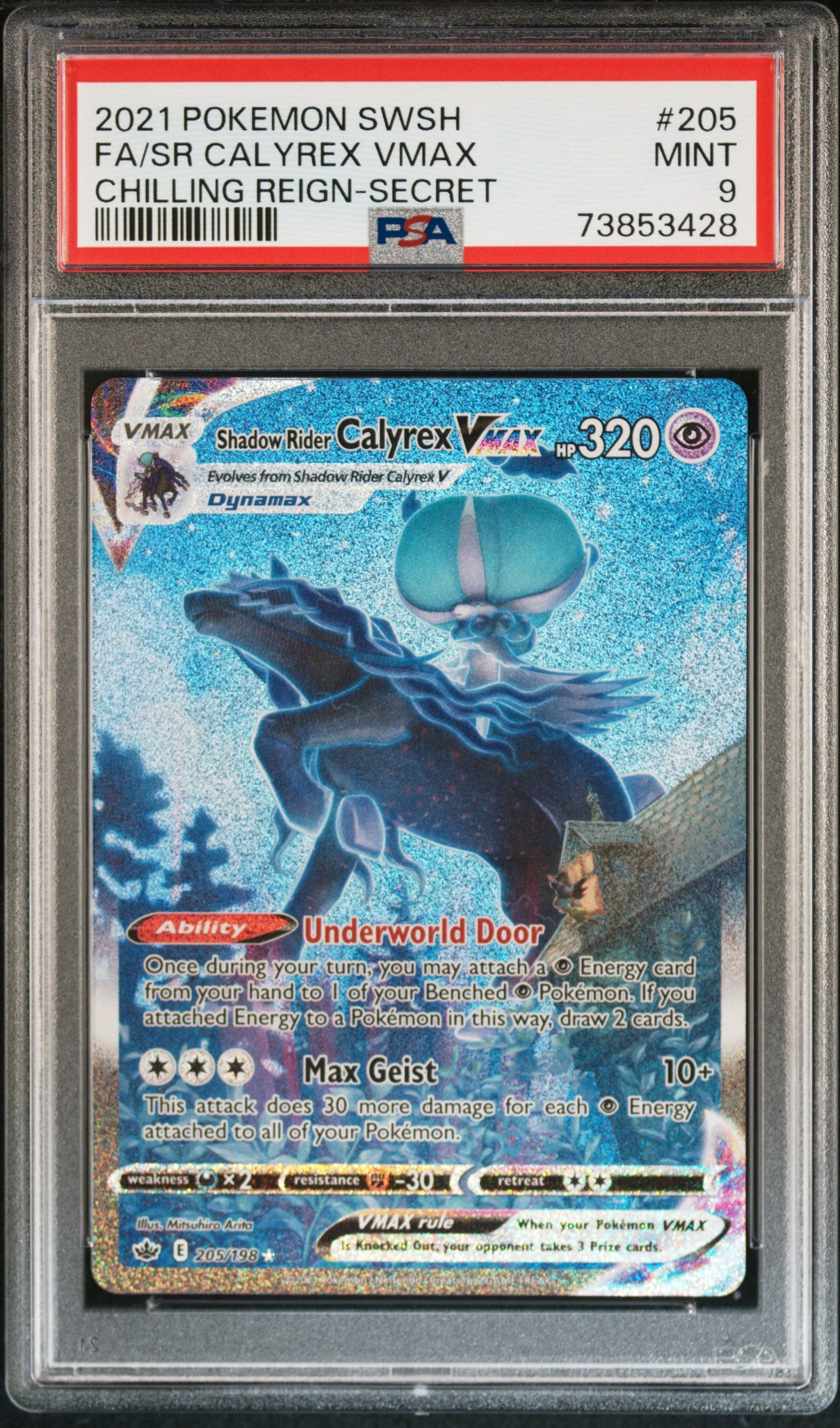 Pokemon Chilling Reign Shadow Rider Calyrex VMAX 205 PSA 9