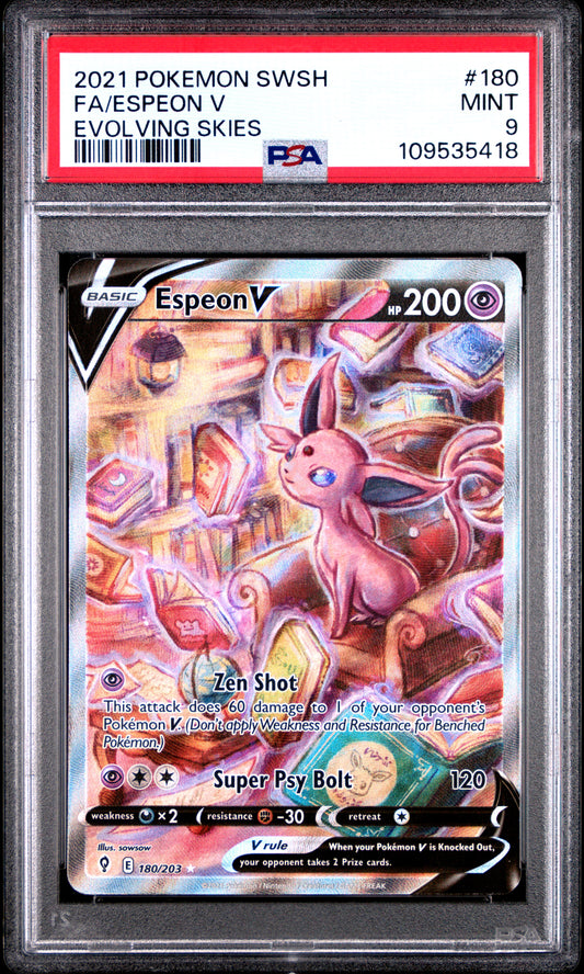Pokemon Evolving Skies Espeon V 180 PSA 9