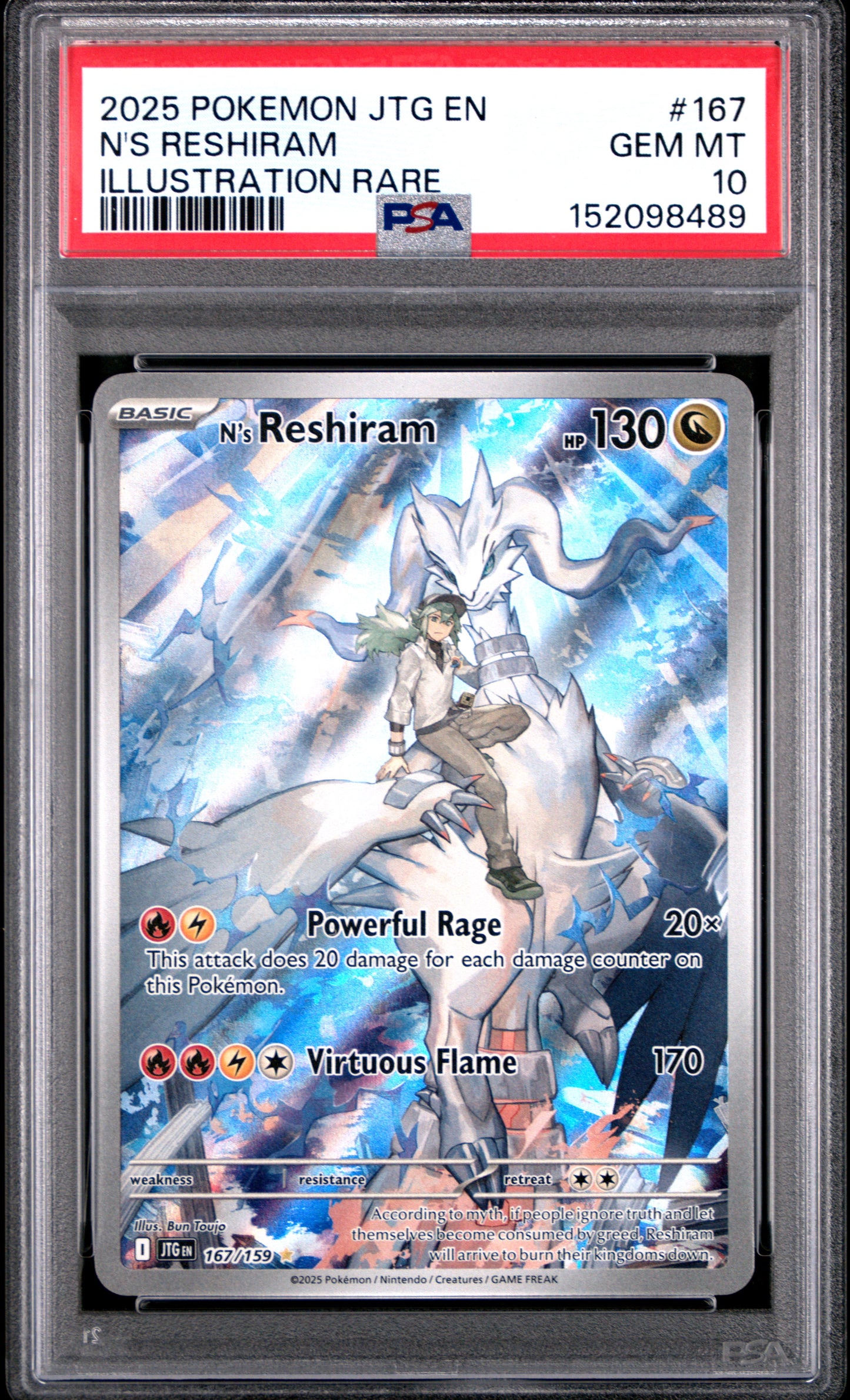 Pokemon Journey Together N's Reshiram 167 PSA 10