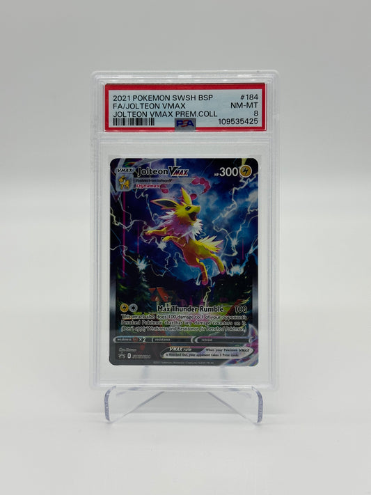 2021 Pokémon Jolteon VMAX SWSH184 Premium Collection Black Star Promo PSA 8