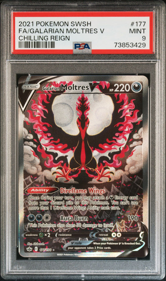 Pokemon Chilling Reign Galarian Moltres V 177 PSA 9