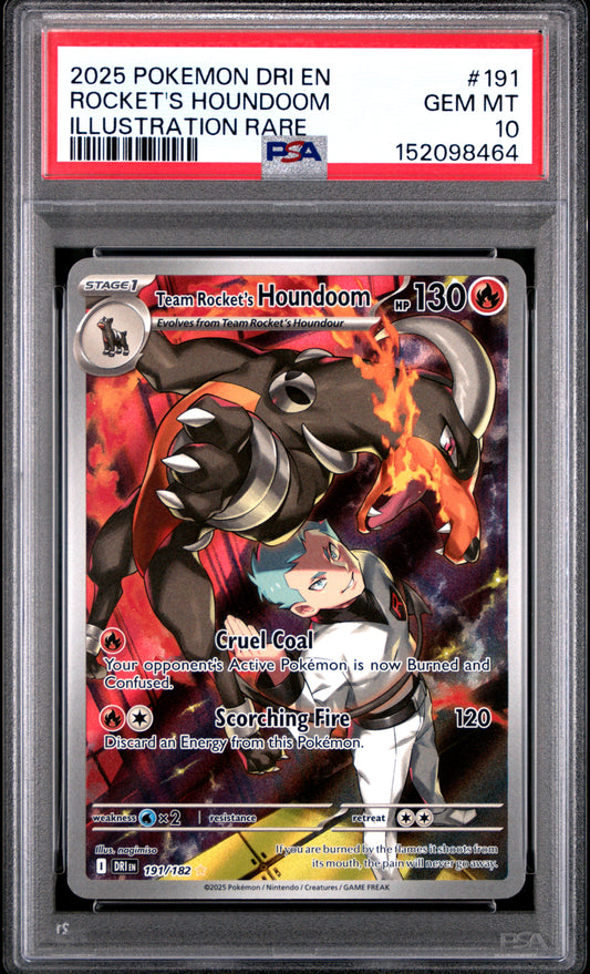 Pokemon Destined Rivals Team Rocket's Houndoom 191 PSA 10