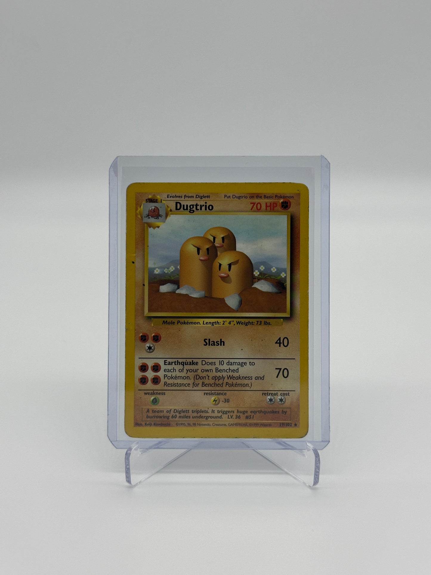 Pokemon Base Set Dugtrio 19 - Heavily Played