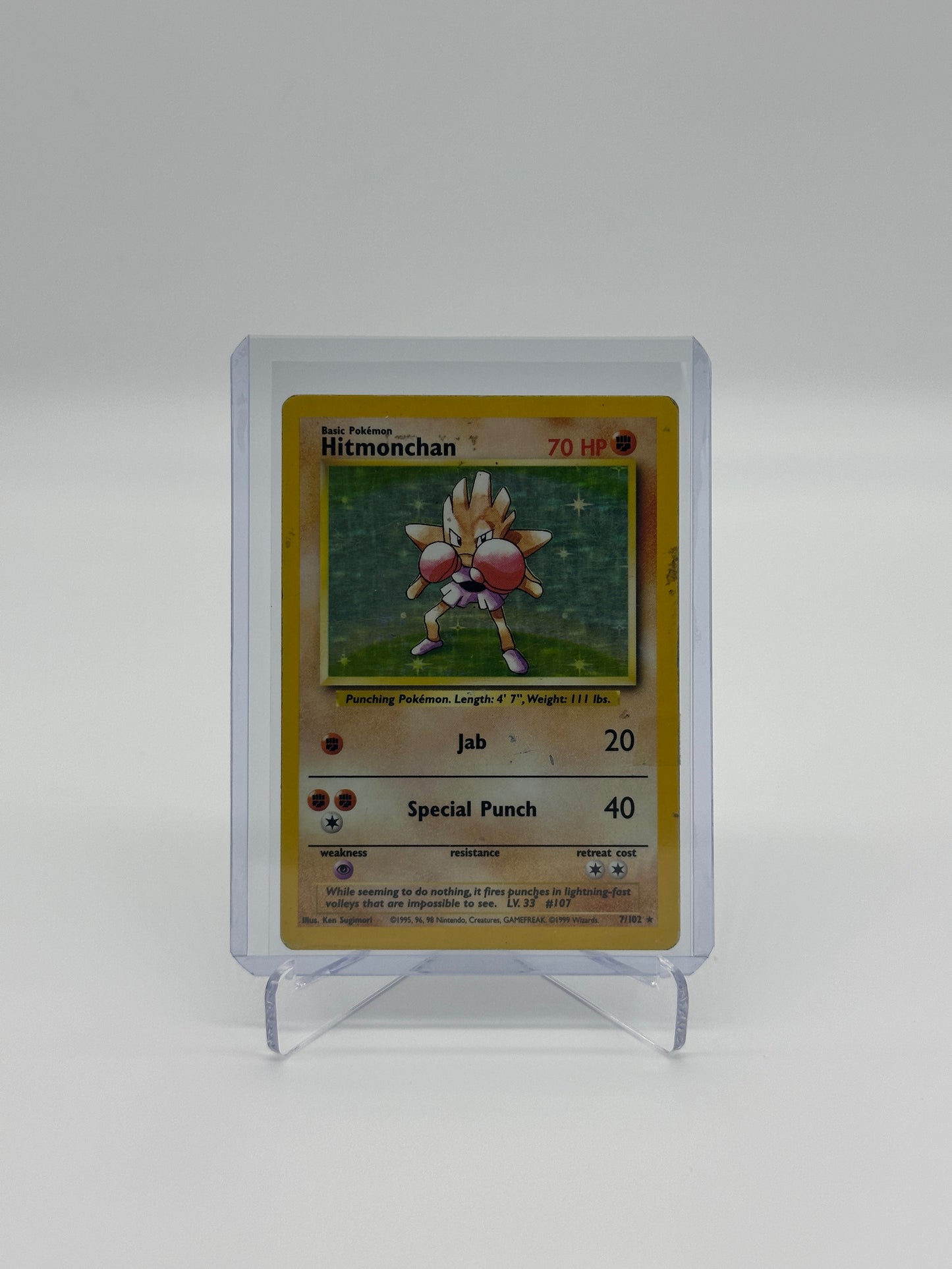 Pokemon Base Set Hitmonchan 7 - Heavily Played