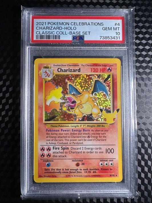 2021 Pokémon Celebrations Classic Base Set Charizard Holo #4 PSA 10