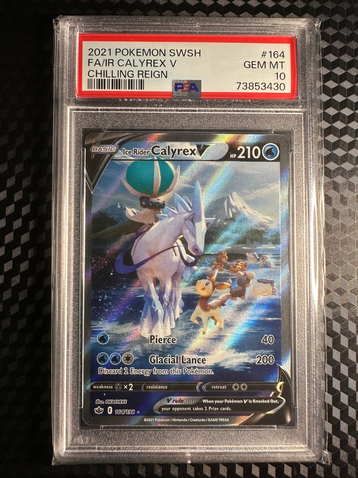 2021 Pokémon Ice Rider Calyrex V Alt Art Chilling Reign 164/198 PSA 10