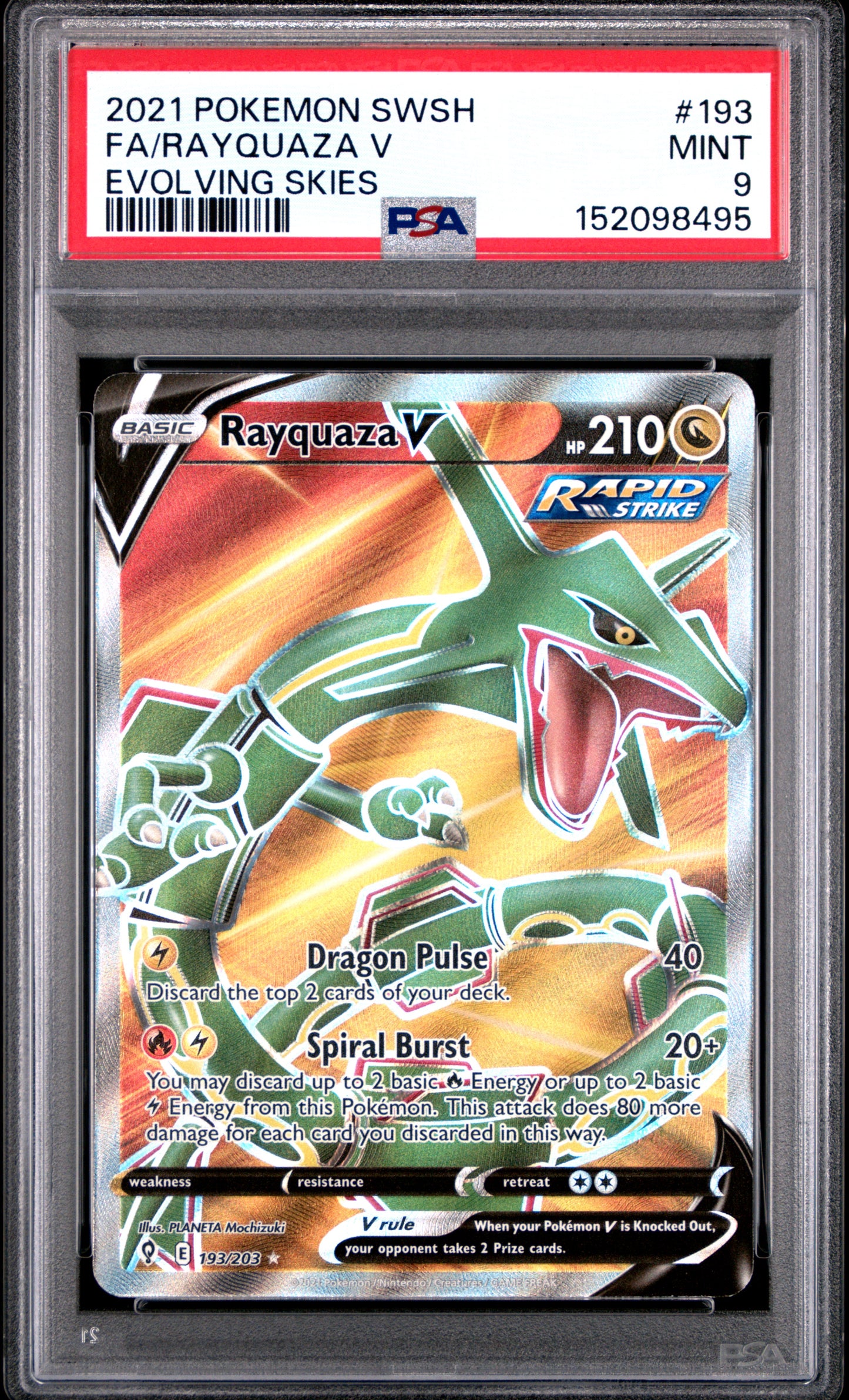 Pokemon Evolving Skies Rayquaza V 193 PSA 9