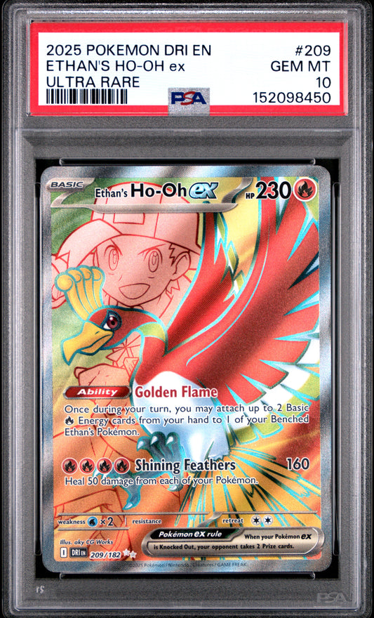 Pokemon Destined Rivals Ethan's Ho-oh ex 209 PSA 10