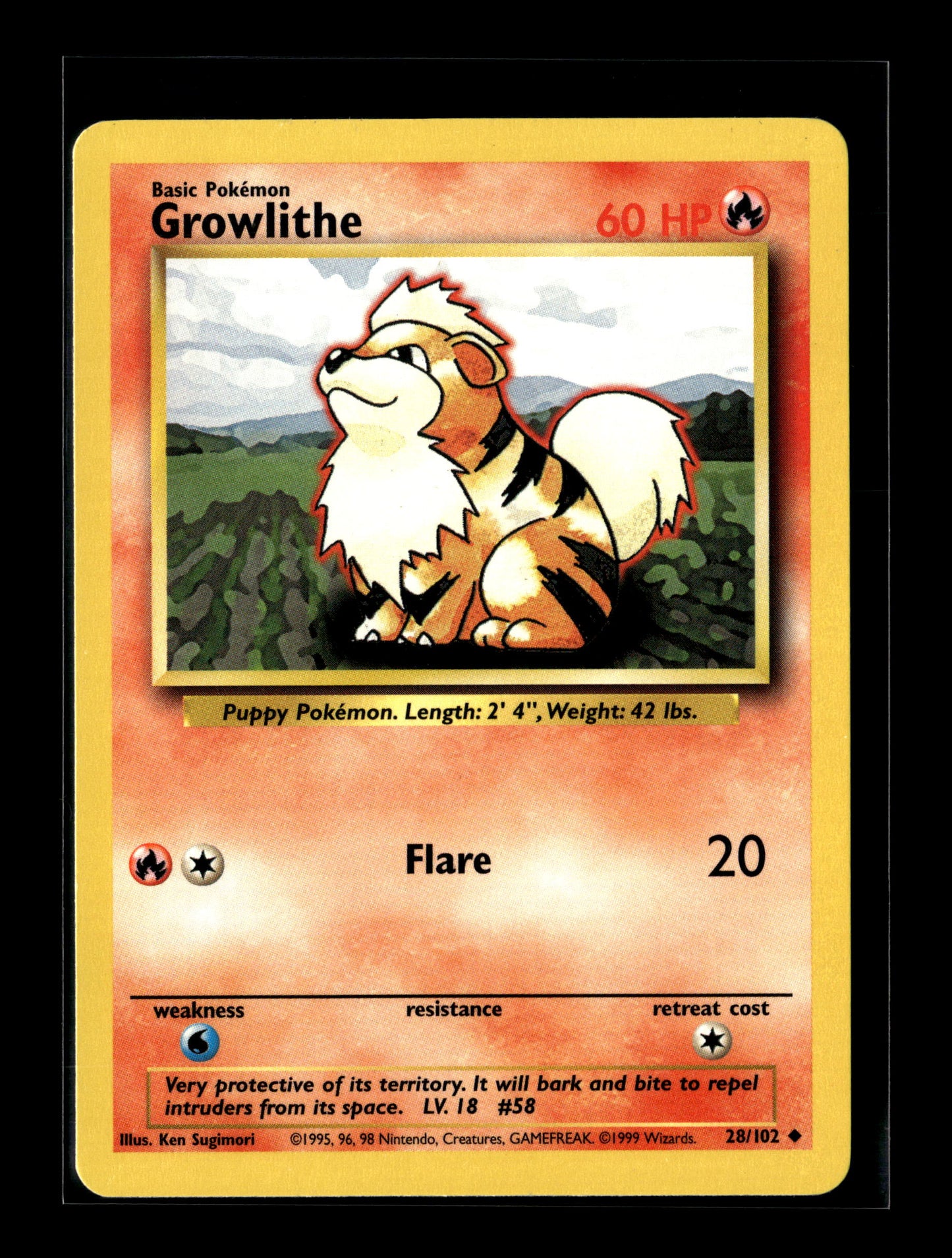 Pokemon Base Set Growlithe 28