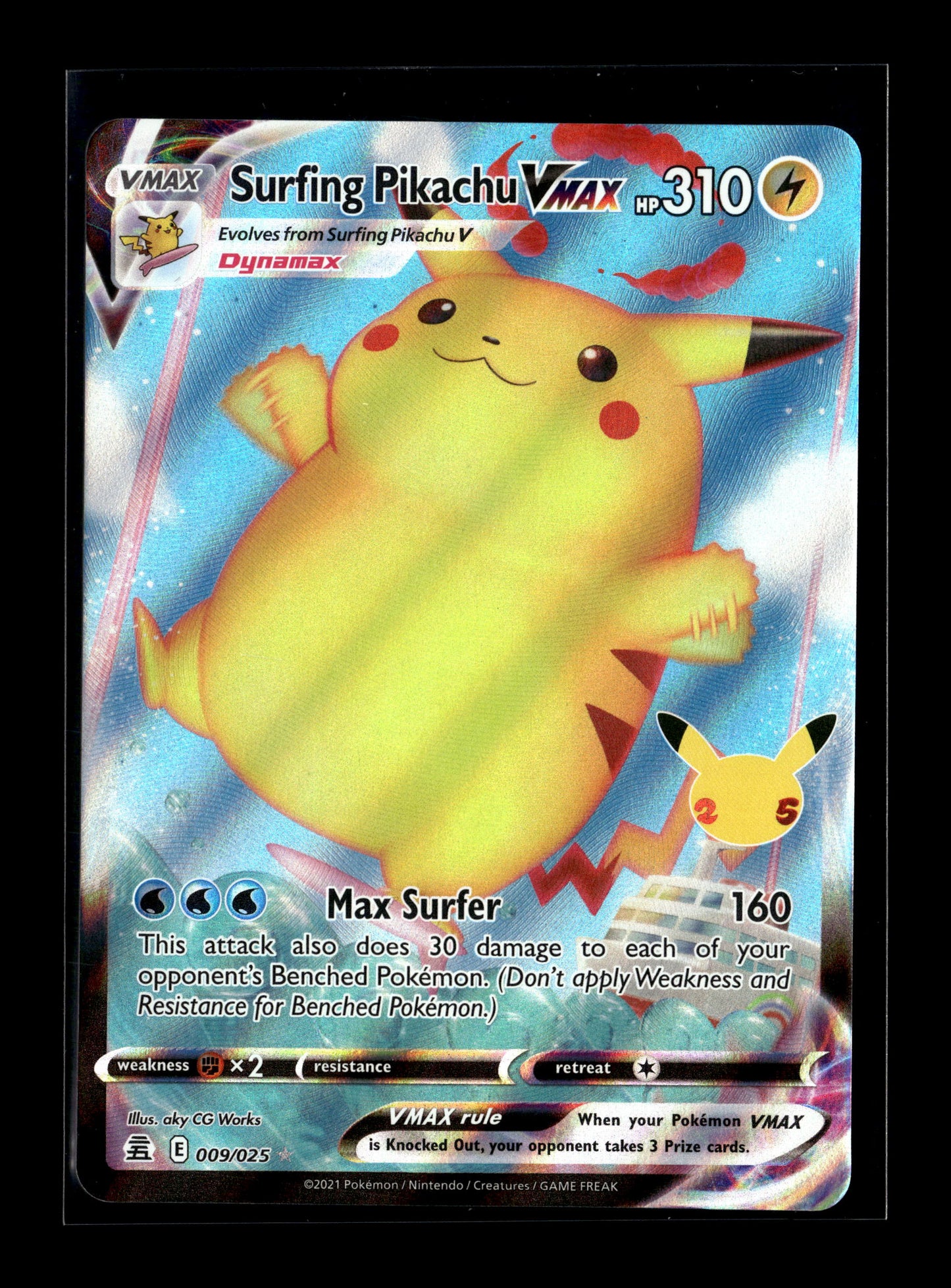 Pokemon Celebrations Surfing Pikachu VMAX 9
