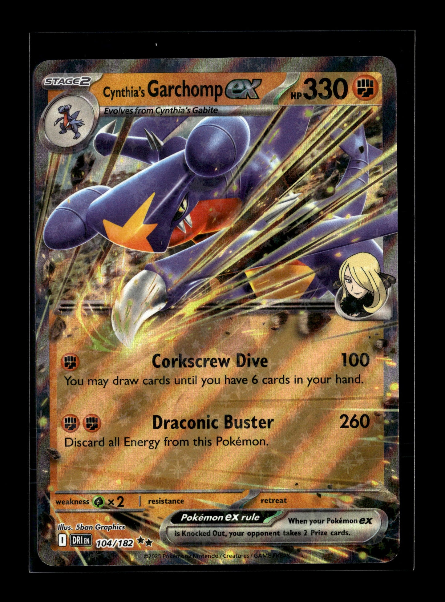 Pokemon Destined Rivals Cynthia's Garchomp ex 104