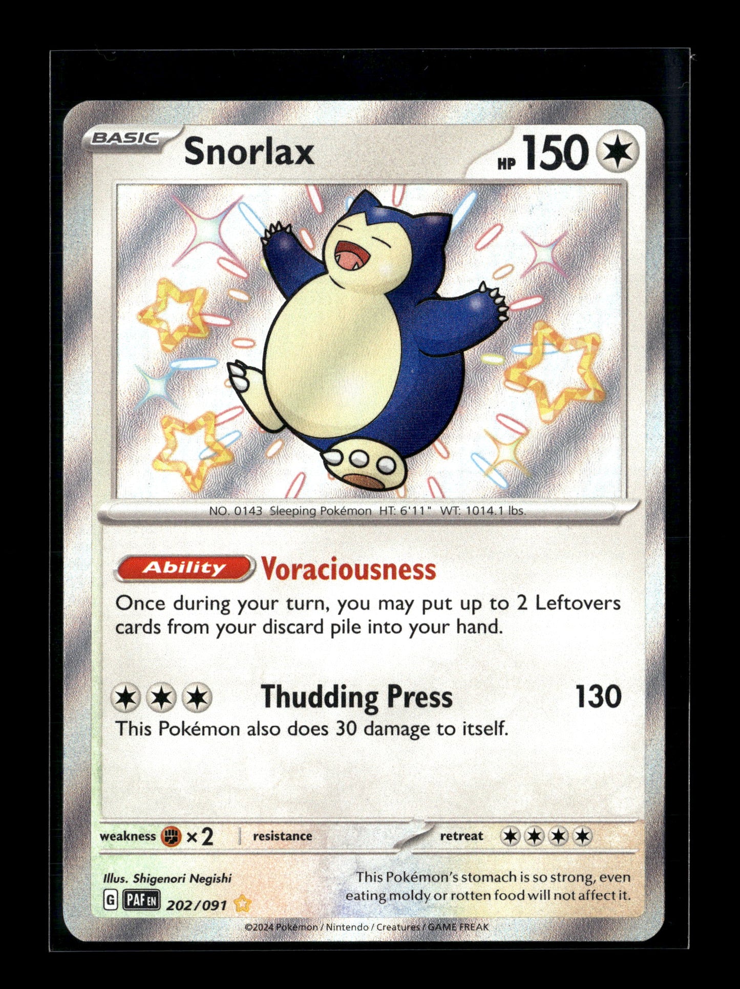 Pokemon Paldean Fates Snorlax 202