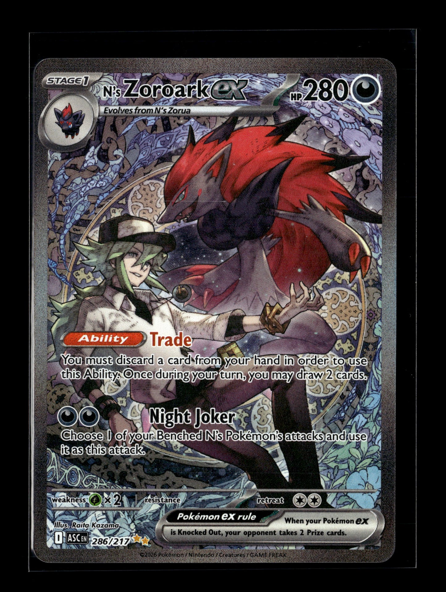 Pokemon Ascended Heroes N's Zoroark ex 286
