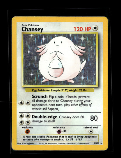 Pokemon Base Set Chansey 3 - Heavily Played