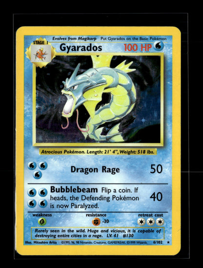 Pokemon Base Set Gyarados 6 - Heavily Played