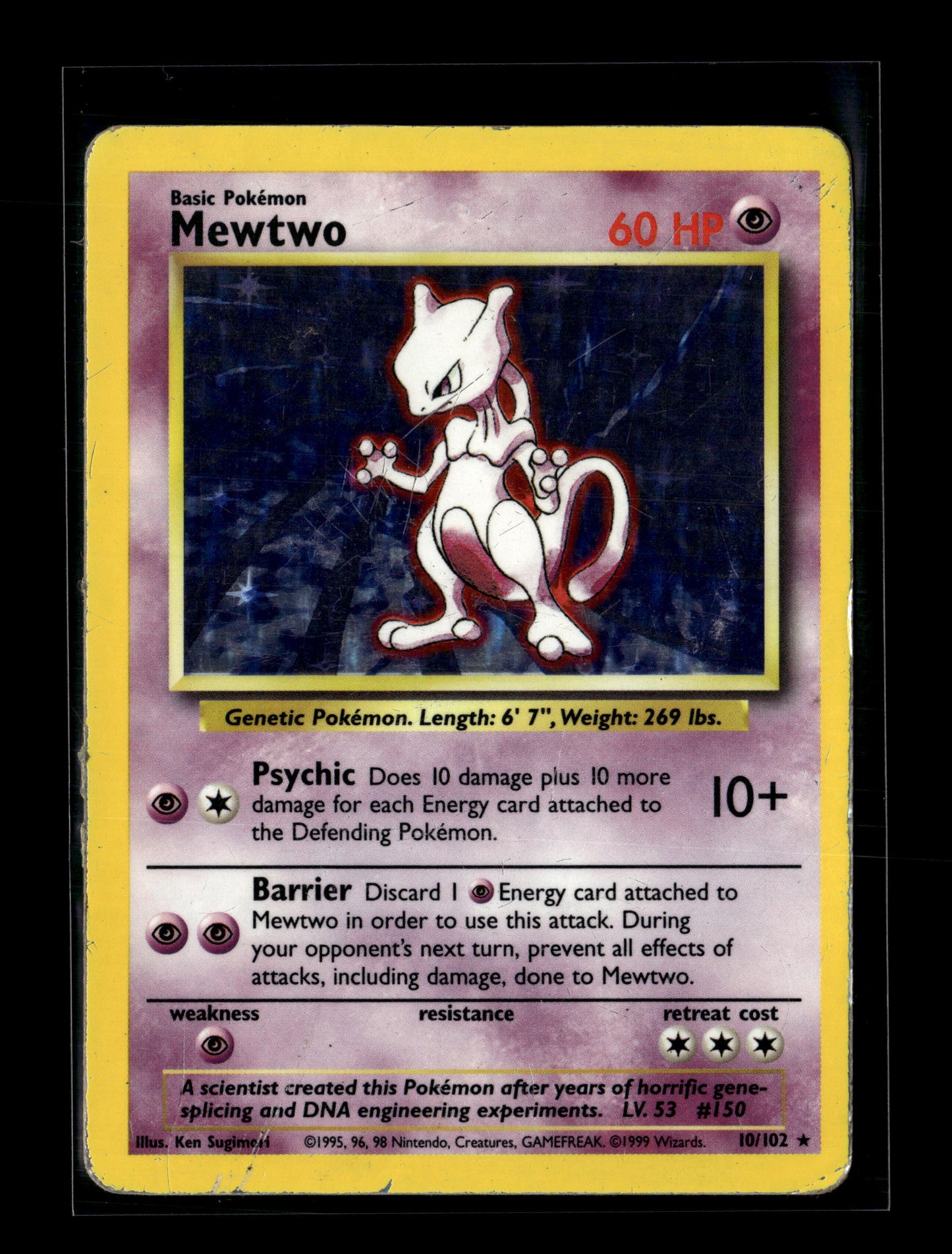 Pokemon Base Set Mewtwo 10 - Damaged