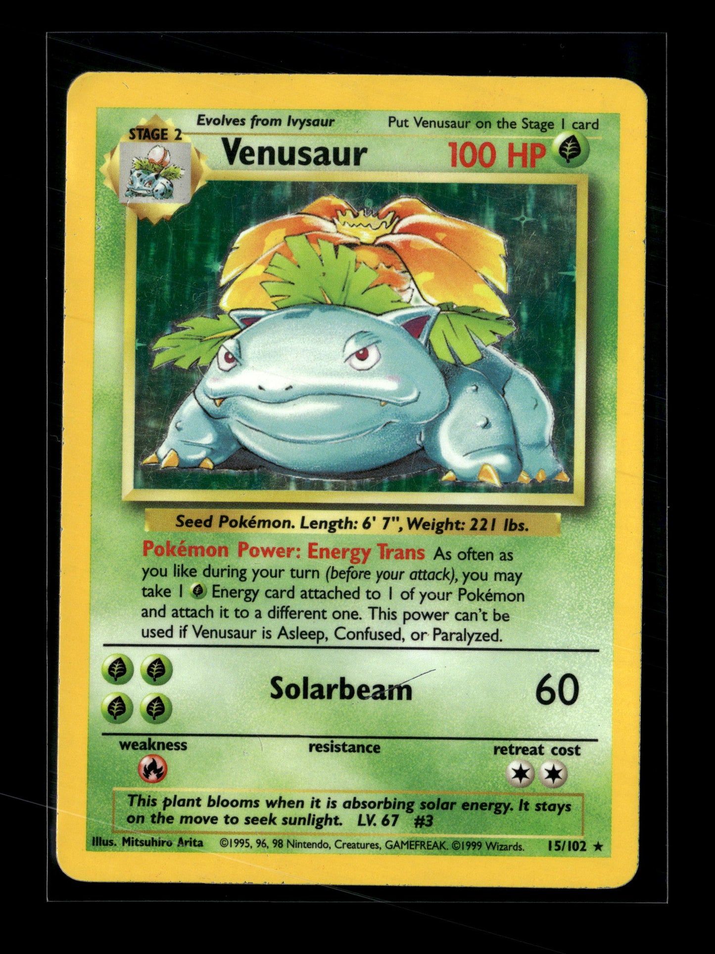 Pokemon Base Set Venusaur 15 - Moderately Played