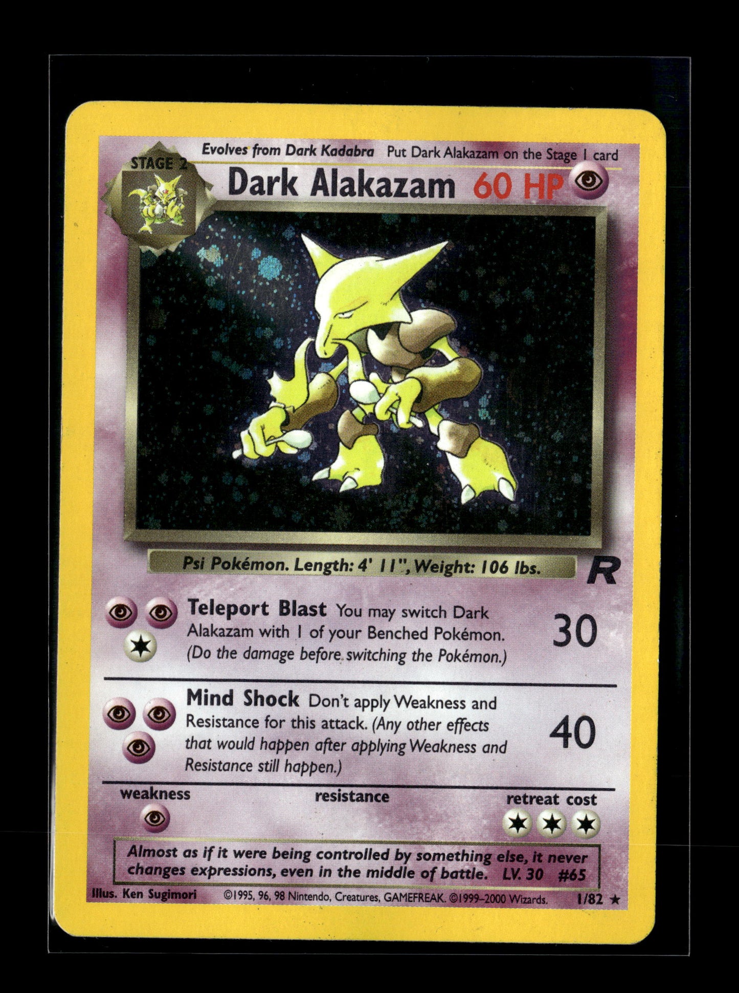 Pokemon Team Rocket Dark Alakazam 1 - Moderately Played