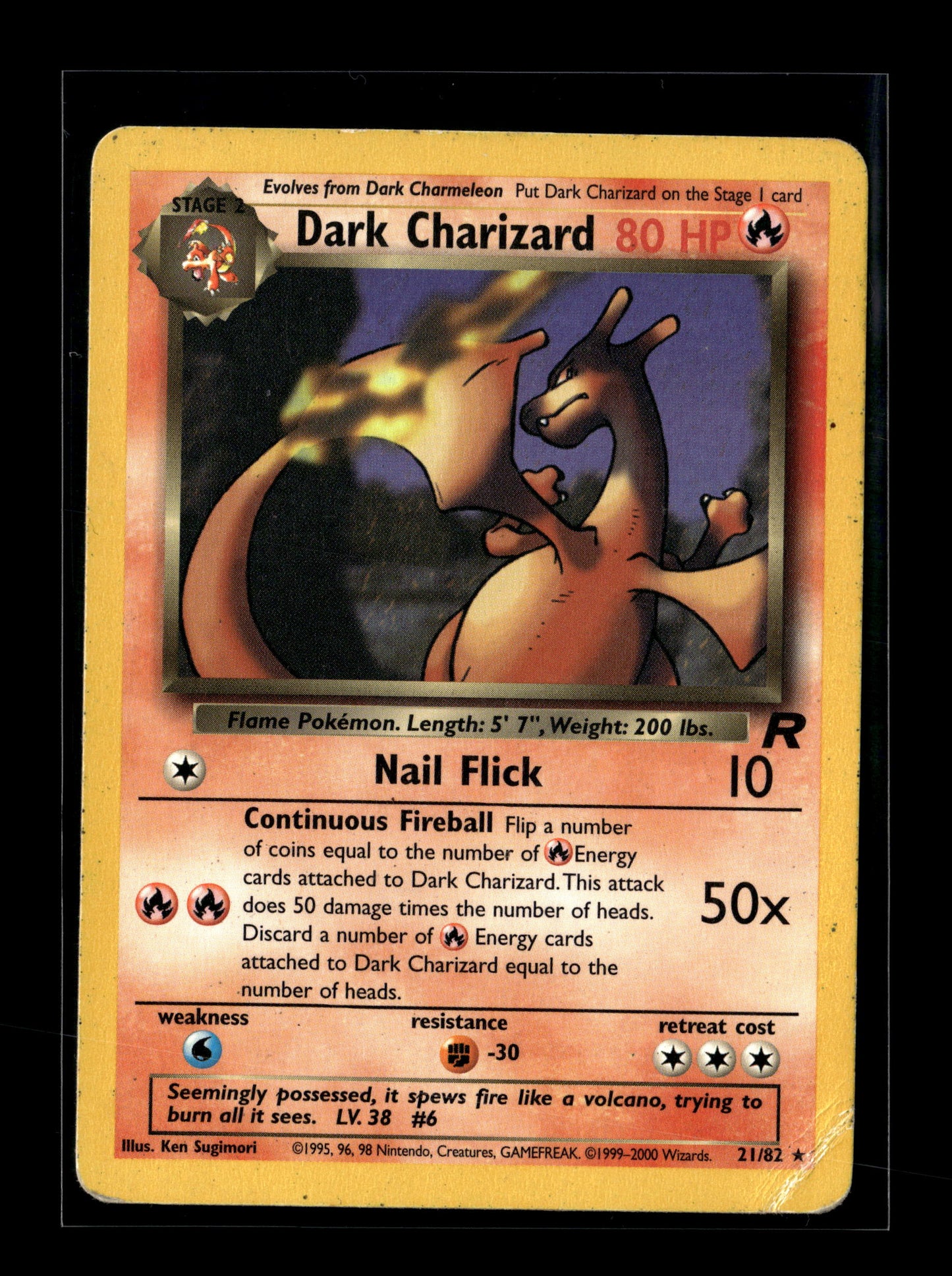 Pokemon Team Rocket Dark Charizard 21 - Heavily Played