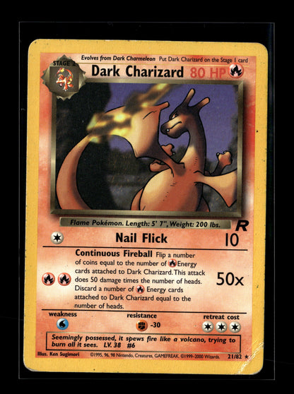Pokemon Team Rocket Dark Charizard 21 - Heavily Played