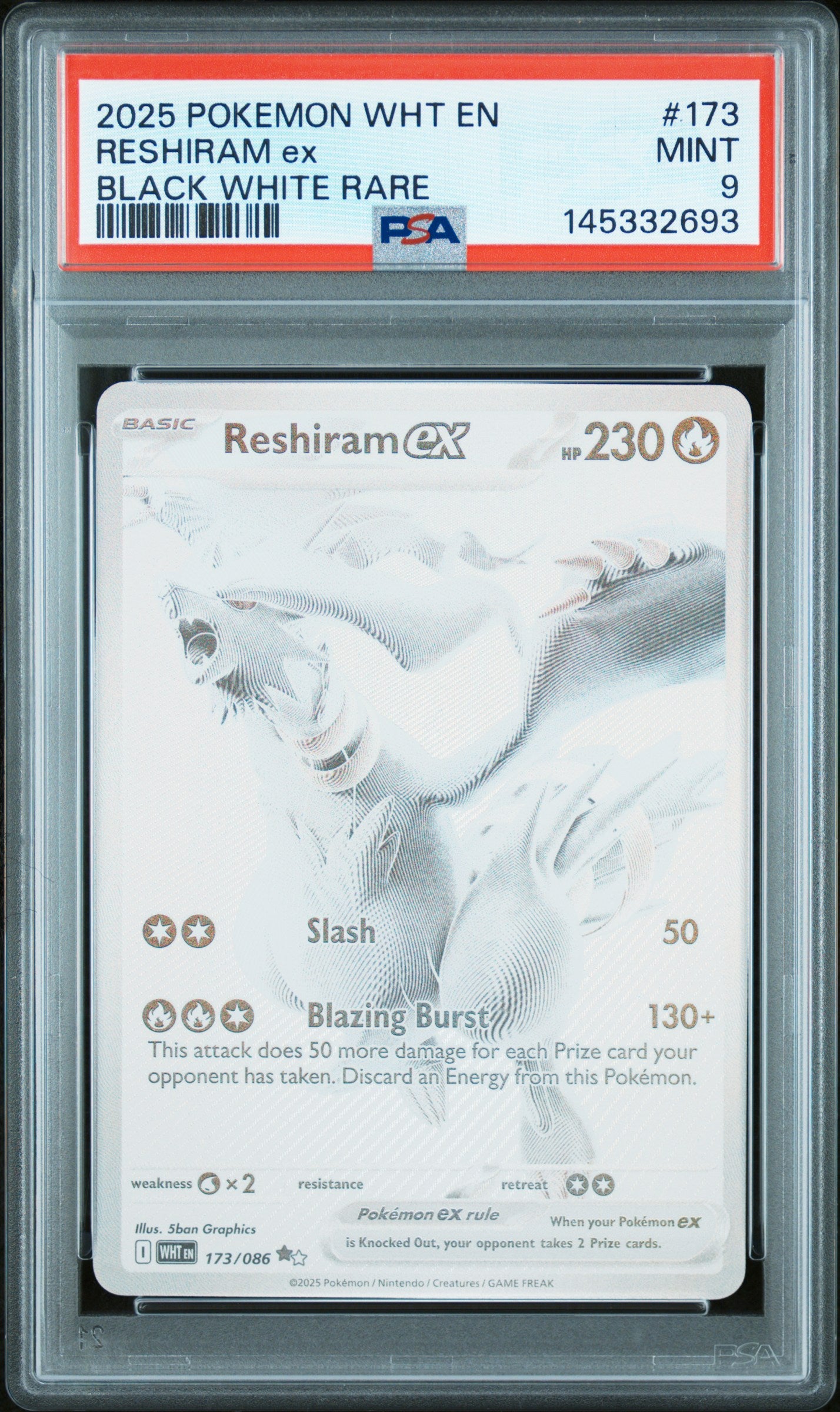 Pokemon White Flare Reshiram ex 173 PSA 9