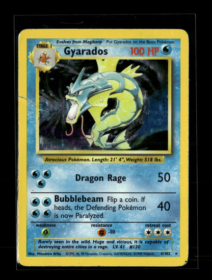 Pokemon Base Set Gyarados 6 - Damaged