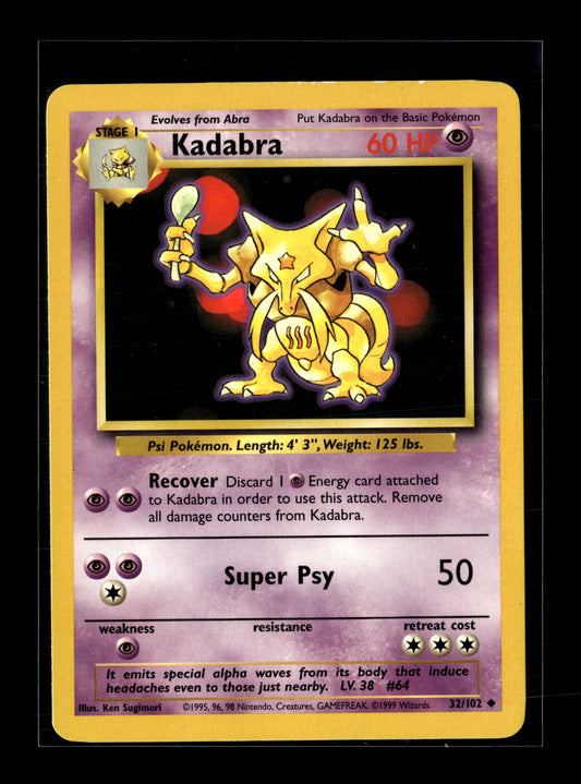 Pokemon Base Set Kadabra 32 - Moderately Played