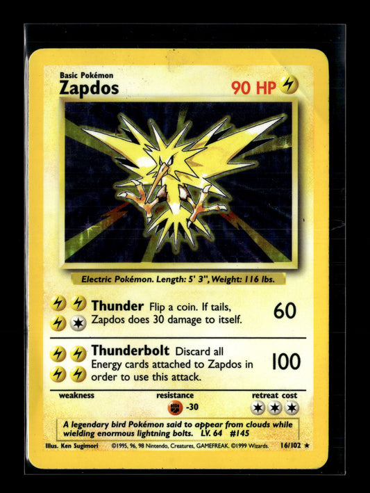 Pokemon Base Set Zapdos 16 - Heavily Played