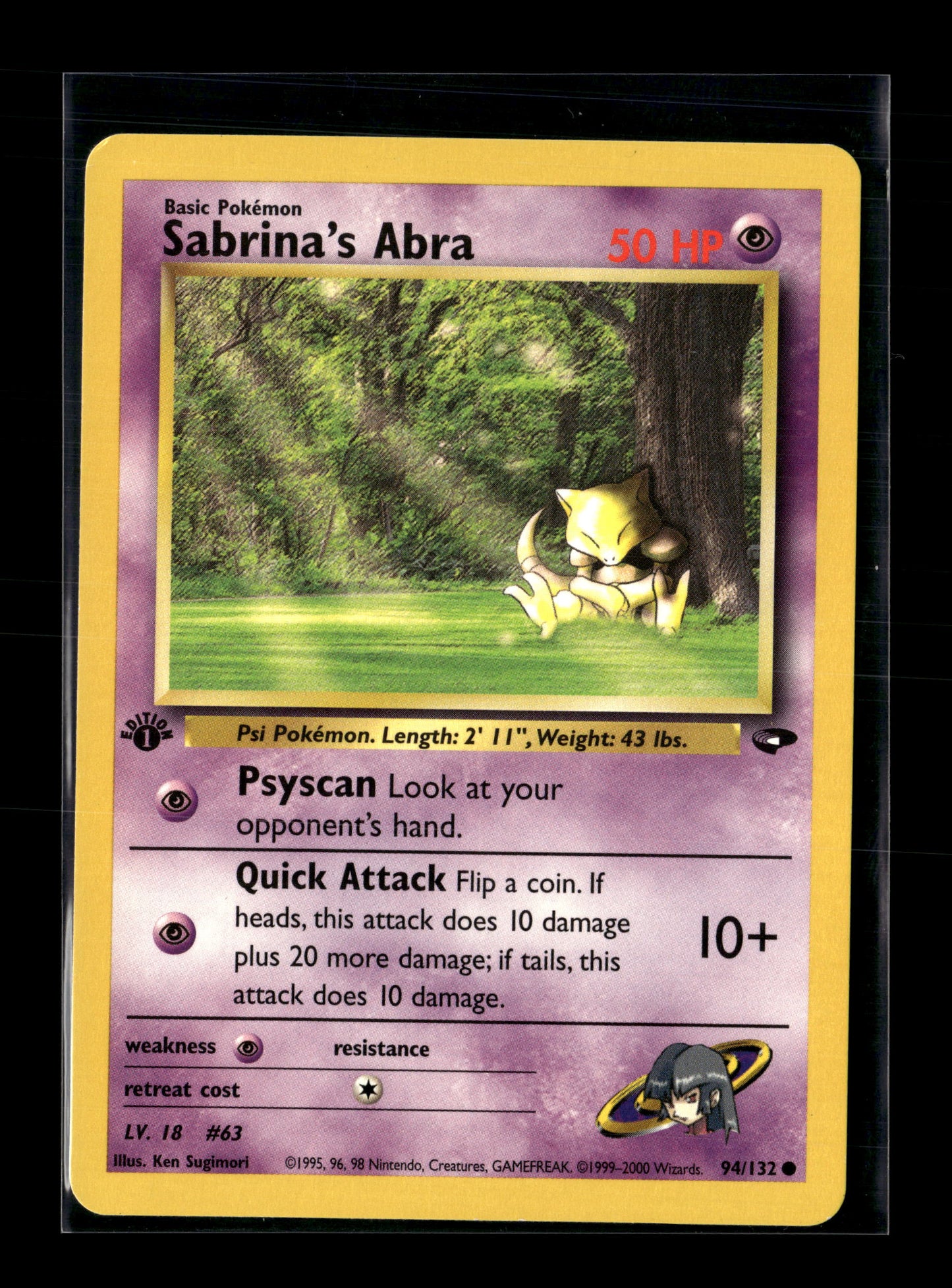 Pokemon Gym Challenge Sabrina's Abra 94 - Lightly Played