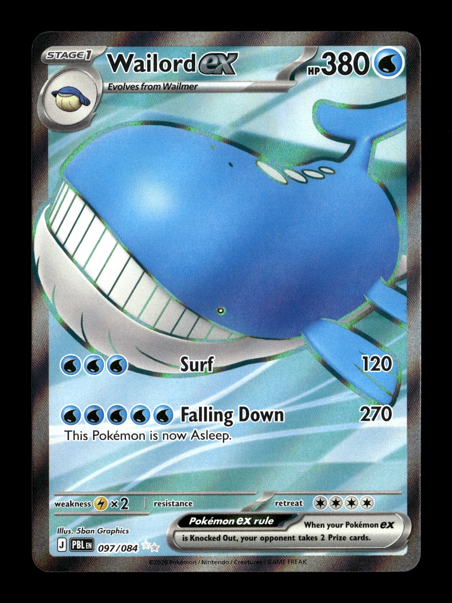 Pokemon Pitch Black Wailord ex 097