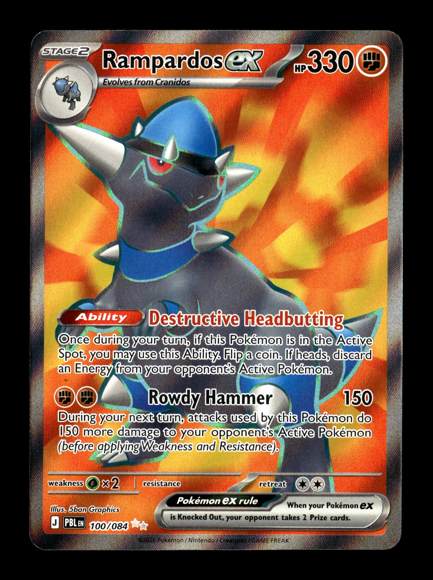 Pokemon Pitch Black Rampardos ex 100