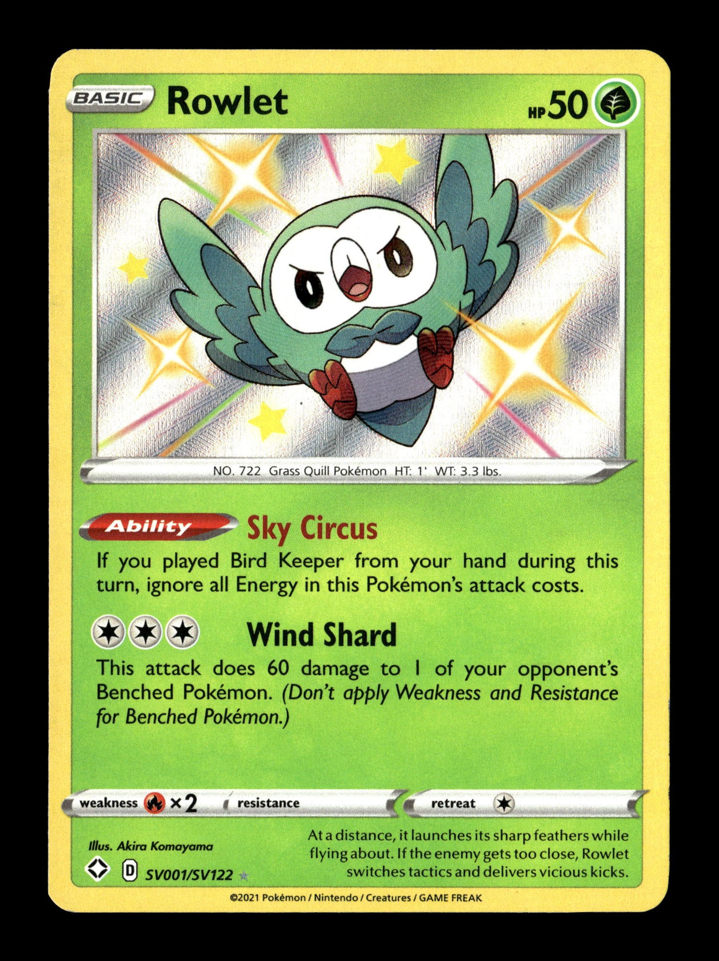 Pokemon Shining Fates Rowlet 001