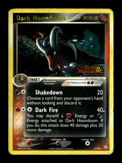Pokemon EX Team Rocket Returns Reverse Holo Dark Houndoom 5 - Heavily Played