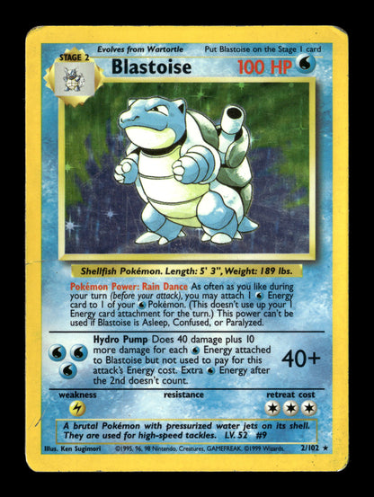 Pokemon Base Set Blastoise 2 - Heavily Played