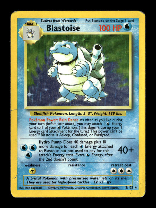 Pokemon Base Set Blastoise 2 - Heavily Played