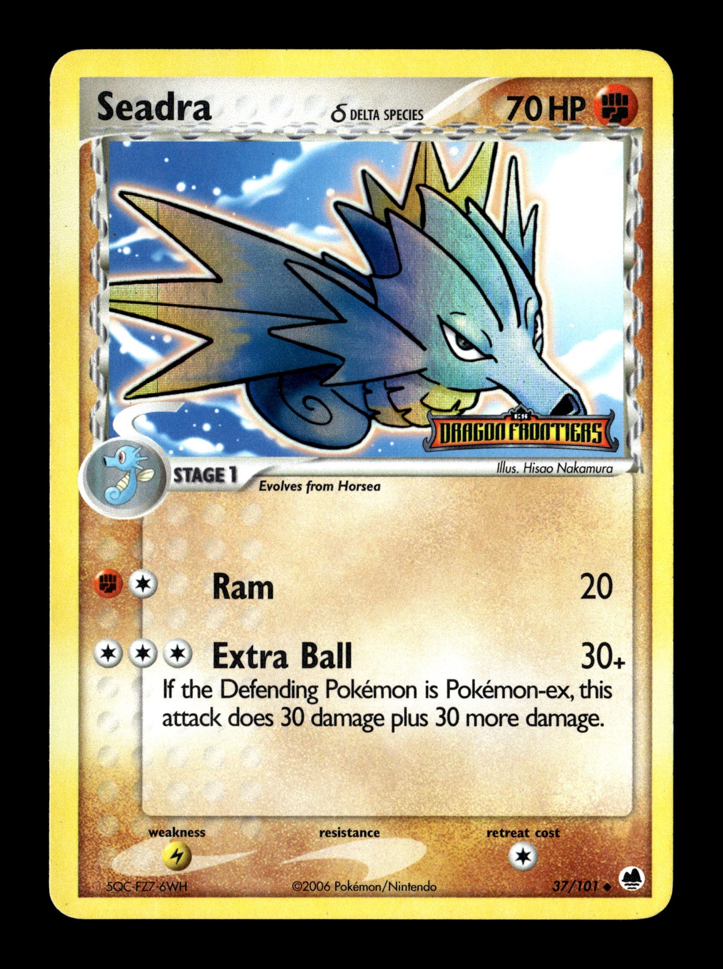Pokemon EX Dragon Frontiers Reverse Holo Seadra 37 - Moderately Played