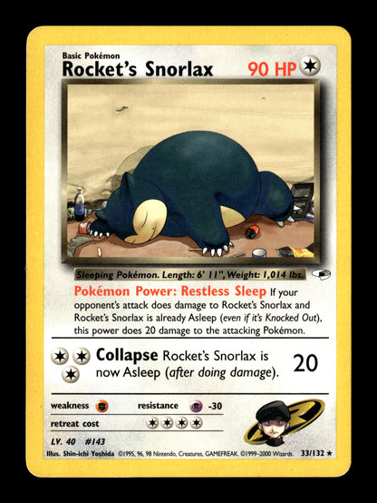 Pokemon Gym Heroes Rocket's Snorlax 33 - Lightly Played