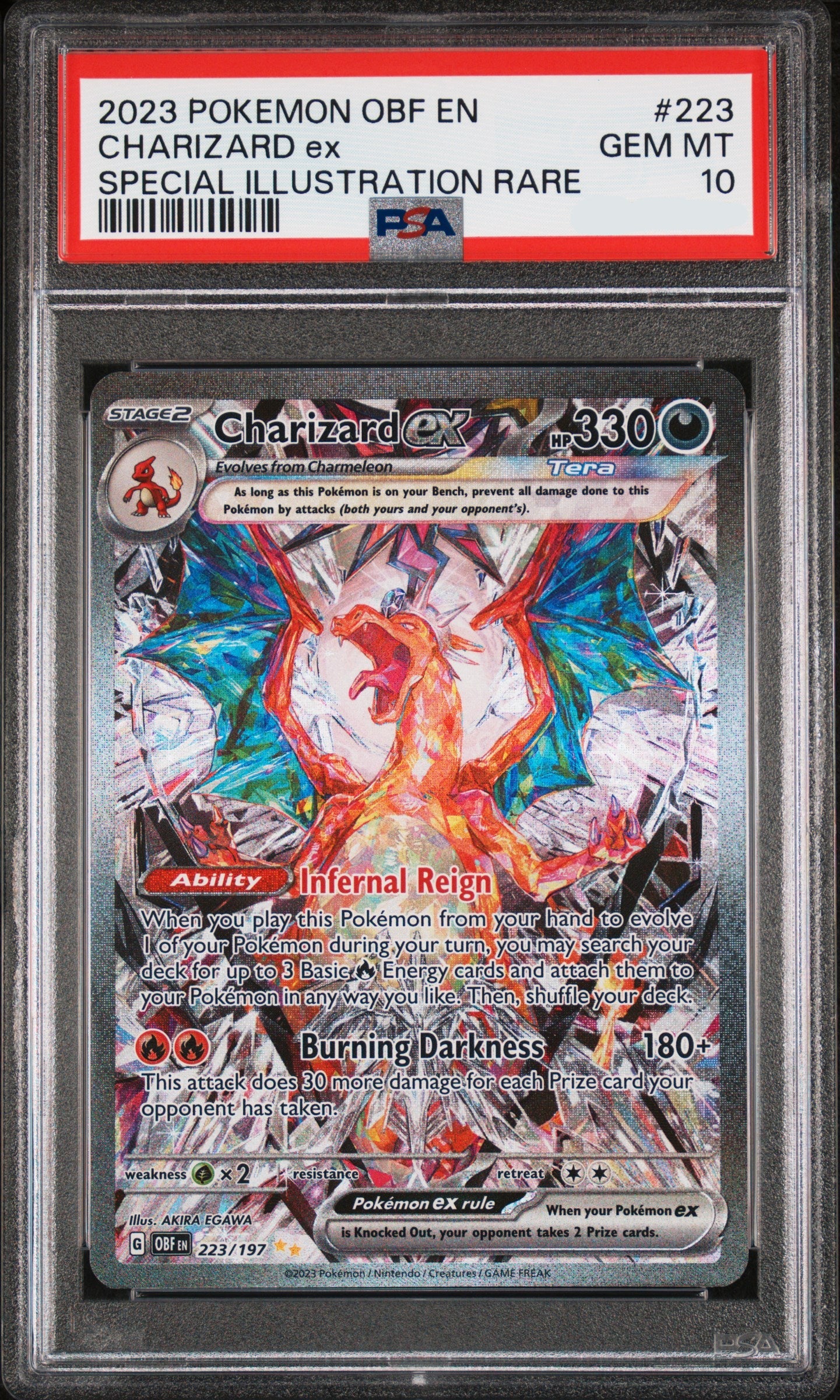 Pokemon Obsidian Flames Charizard ex 223 PSA 10