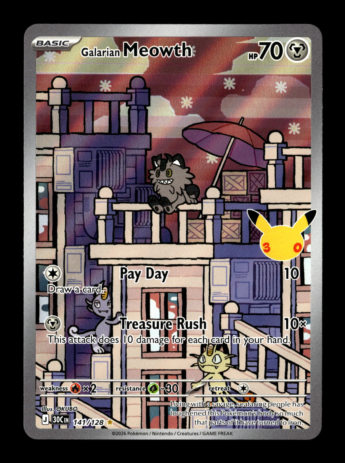 Pokemon 30th Celebration Galarian Meowth 141