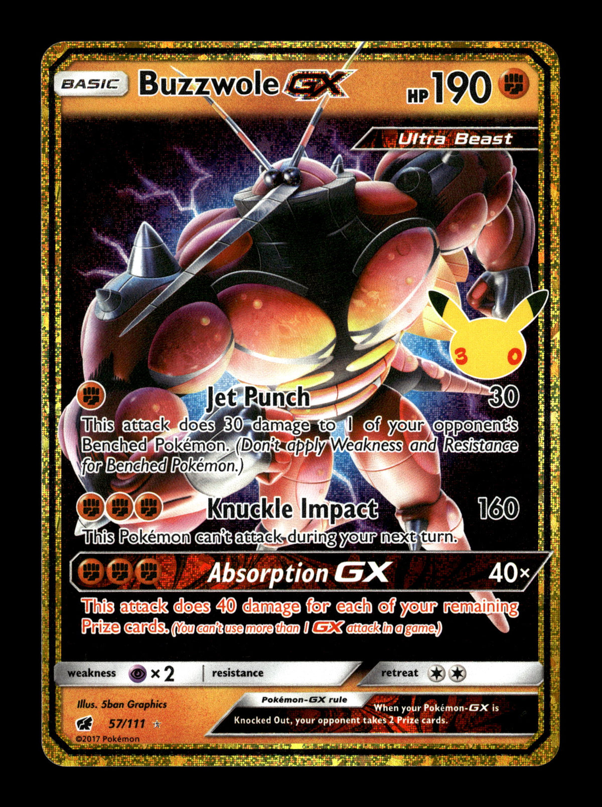 Pokemon 30th Celebration Classic Collection Buzzwole GX 57